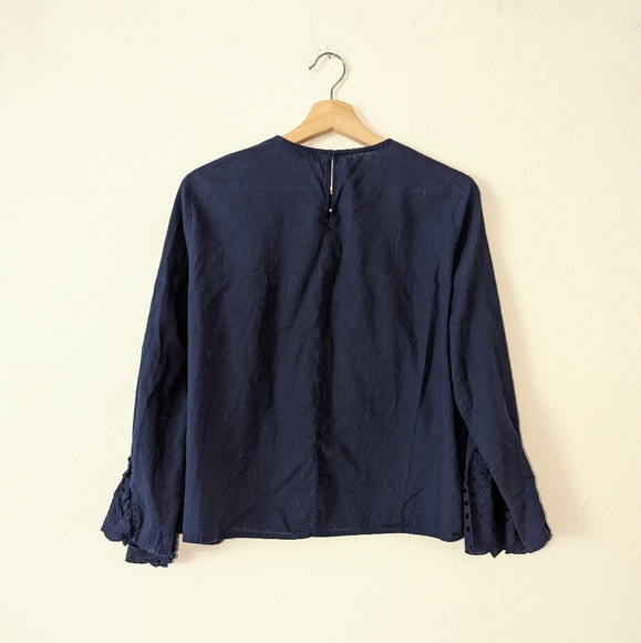 Zara Navy Eyelet Shirt - Picture 6 of 8